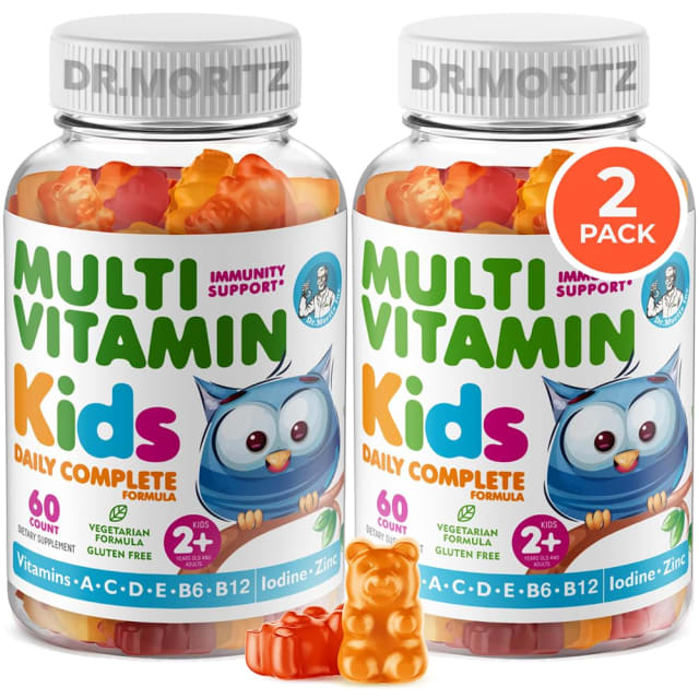 DR. MORITZ Kids Multivitamin Gummies - with Kids Vitamins A C D E B6 B12 Zinc and More - Complete Daily Support - Vegetarian and Non-GMO, 2 Pack (120 Count) | Vitamin B12 DR. MORITZ Kids Multivitamin Gummies - with Kids Vitamins A C D E B6 B12 Zinc and More - Complete Daily Support - Vegetarian and Non-GMO, 2 Pack (120 Count) - Vitamin B12