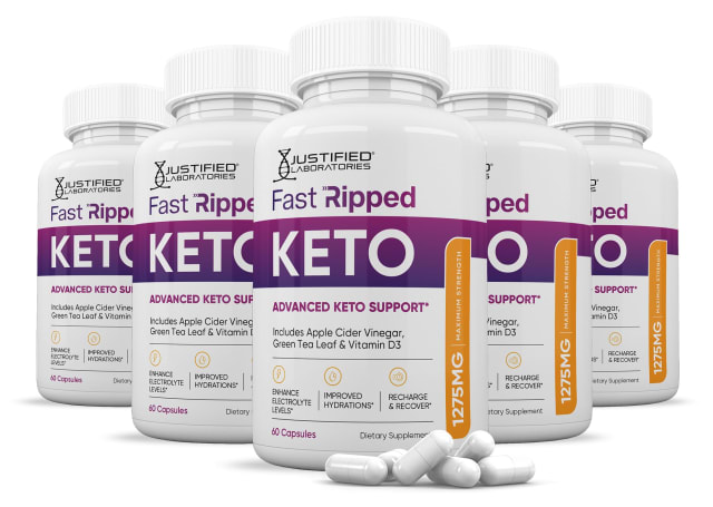 (5 Pack) Fast Ripped Keto ACV Pills 1275MG Keto Support Blend Capsule Alternative to Keto ACV Gummies Formulated with Apple Cider Vinegar Extra Virgin Olive Oil Powder Green Tea Leaf 300 Capsules