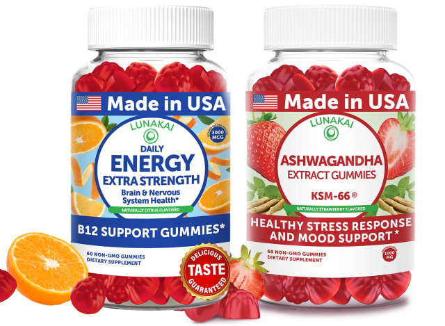 Lunakai USA Made Energy B12 & Ashwagandha Gummies Bundle – Daily Energy & Mood Support – 60 Non-GMO Gummies Each | Omega-3 Lunakai USA Made Energy B12 & Ashwagandha Gummies Bundle – Daily Energy & Mood Support – 60 Non-GMO Gummies Each - Omega-3