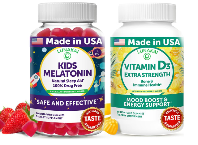 Lunakai USA Made Kids Melatonin & Vitamin D3 Gummies Bundle – Natural Sleep Aid & Bone, Immune Support – 60 Non-GMO Gummies Each | Elderberry Lunakai USA Made Kids Melatonin & Vitamin D3 Gummies Bundle – Natural Sleep Aid & Bone, Immune Support – 60 Non-GMO Gummies Each - Elderberry