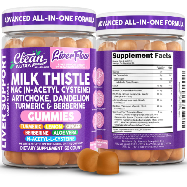 Clean Nutra Milk Thistle NAC Supplement N Acetyl Cysteine Artichoke Dandelion Root Turmeric Berberine Ginger Curcumin Gut Health Metabolism Detox & Cleanse 60 Gummies | NAC Clean Nutra Milk Thistle NAC Supplement N Acetyl Cysteine Artichoke Dandelion Root Turmeric Berberine Ginger Curcumin Gut Health Metabolism Detox & Cleanse 60 Gummies - NAC