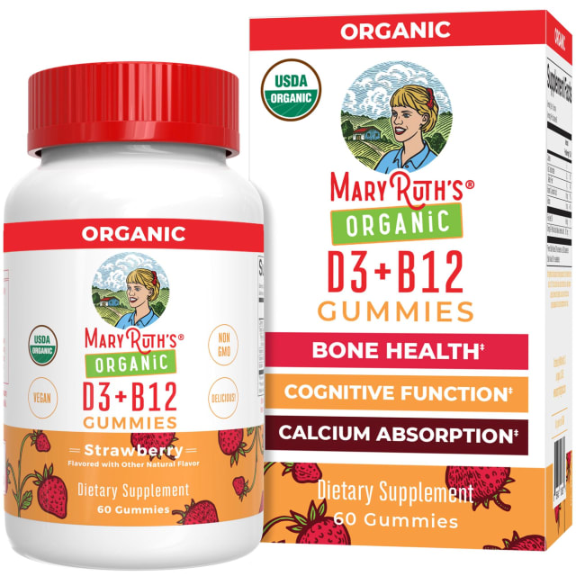 MaryRuth Organics's Vitamin D3 B12 Gummies | USDA Organic | 2 Month Supply | Vitamin D & B12 Vitamin Supplements for Adults & Kids | Bone Health | Healthy Energy Levels | Non-GMO | 60 Servings | Vitamin B12 MaryRuth Organics's Vitamin D3 B12 Gummies | USDA Organic | 2 Month Supply | Vitamin D & B12 Vitamin Supplements for Adults & Kids | Bone Health | Healthy Energy Levels | Non-GMO | 60 Servings - Vitamin B12