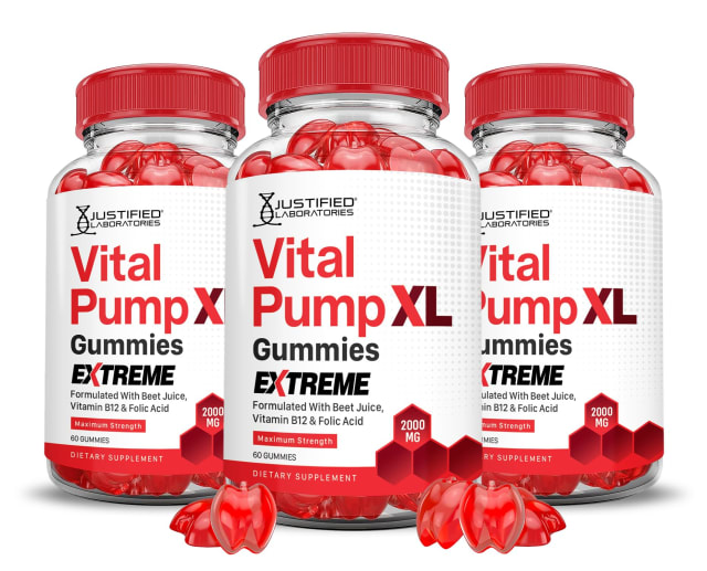 (3 Pack) Vital Pump XL Extreme 2000MG Performance Gummies Vital PumpXL Advanced Formula Formulated with Beet Juice ACV Pomegranate Powder B12 Vegan Non GMO 180 Gummys | Vitamin B12 (3 Pack) Vital Pump XL Extreme 2000MG Performance Gummies Vital PumpXL Advanced Formula Formulated with Beet Juice ACV Pomegranate Powder B12 Vegan Non GMO 180 Gummys - Vitamin B12