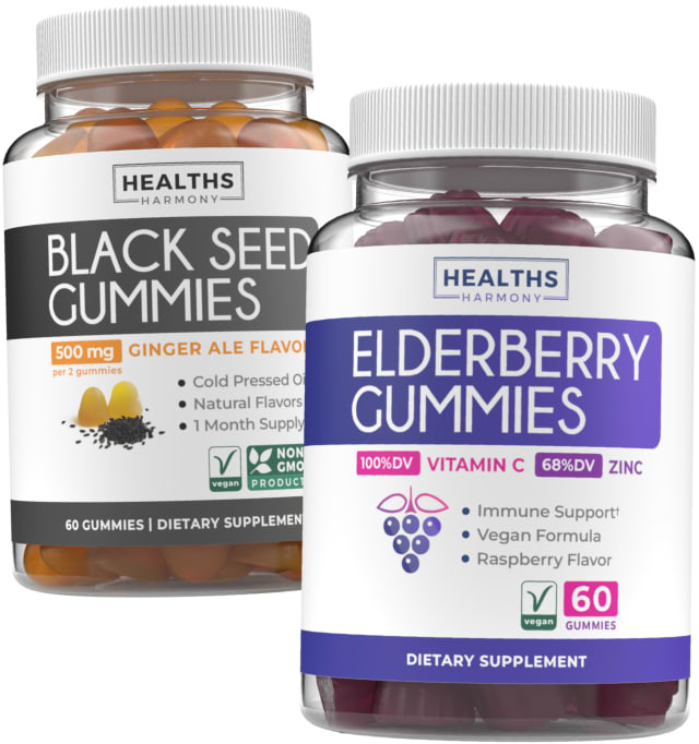 Black Seed Oil Gummies & Elderberry Gummies (1-Month Supply) Immune Boost Bites Bundles - Black Seed Oil Gummies Ginger Ale Flavor Cold-Pressed Nigella Sativa & Elderberry Gummies for Adults | Elderberry Black Seed Oil Gummies & Elderberry Gummies (1-Month Supply) Immune Boost Bites Bundles - Black Seed Oil Gummies Ginger Ale Flavor Cold-Pressed Nigella Sativa & Elderberry Gummies for Adults - Elderberry