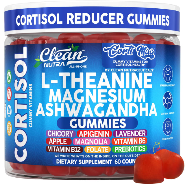 Clean Nutra Cortisol Supplement Gummies L-Theanine Magnesium Ashwagandha Apigenin Vitamin B6 Sleep and Calm Support Lavender Chicory Prebiotic Advanced Gummy Formula | Omega-3 Clean Nutra Cortisol Supplement Gummies L-Theanine Magnesium Ashwagandha Apigenin Vitamin B6 Sleep and Calm Support Lavender Chicory Prebiotic Advanced Gummy Formula - Omega-3