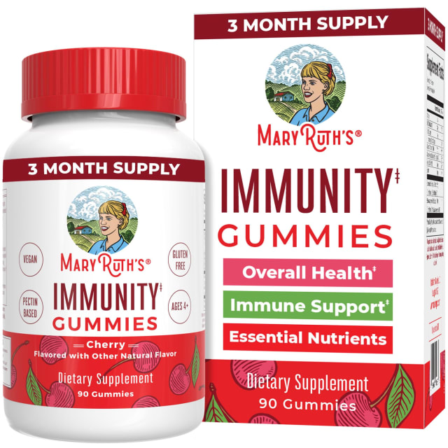 Mary Ruth's 5-1 Immunity Gummies with Elderberry for Kids & Adults | Cherry | Pectin Based | Vegan | 90 Count | Elderberry Mary Ruth's 5-1 Immunity Gummies with Elderberry for Kids & Adults | Cherry | Pectin Based | Vegan | 90 Count - Elderberry