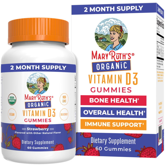 MaryRuth Organics Organic Vitamin D3 Gummies | 1000 IU | USDA Organic | Immune Support| Bone Health | Muscle Function | for Adults & Kids Ages 2+ | Vegan | Gluten Free | 2 Month Supply | 60 Count | Elderberry MaryRuth Organics Organic Vitamin D3 Gummies | 1000 IU | USDA Organic | Immune Support| Bone Health | Muscle Function | for Adults & Kids Ages 2+ | Vegan | Gluten Free | 2 Month Supply | 60 Count - Elderberry