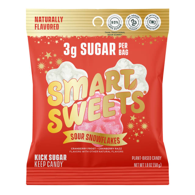 SmartSweets Sour Snowflakes Sour Candy: 1.8oz (Pack of 14), Gummy Candy with Low Sugar, Low Calorie, No Artificial Sweeteners, Plant-Based, Gluten-Free, Healthy Snack for Kids & Adults, Holiday Treat | NAC SmartSweets Sour Snowflakes Sour Candy: 1.8oz (Pack of 14), Gummy Candy with Low Sugar, Low Calorie, No Artificial Sweeteners, Plant-Based, Gluten-Free, Healthy Snack for Kids & Adults, Holiday Treat - NAC