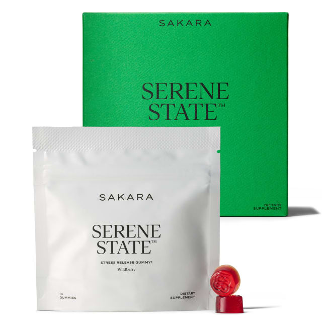 SAKARA Serene State Stress Relief Gummies – Fast-Acting Calm Supplement with Zembrin®, L-Theanine & Phosphatidylserine – Support Calm Mind & Body – Healthy Response to Stress, Wildberry - 56 Gummies