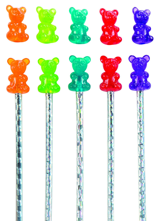 Geddes Raymond Gummy Bear Scented Pencil Toppers - Pack of 24 - Fun and Colorful School Supplies for Kids, 24 Count (Pack of 1)