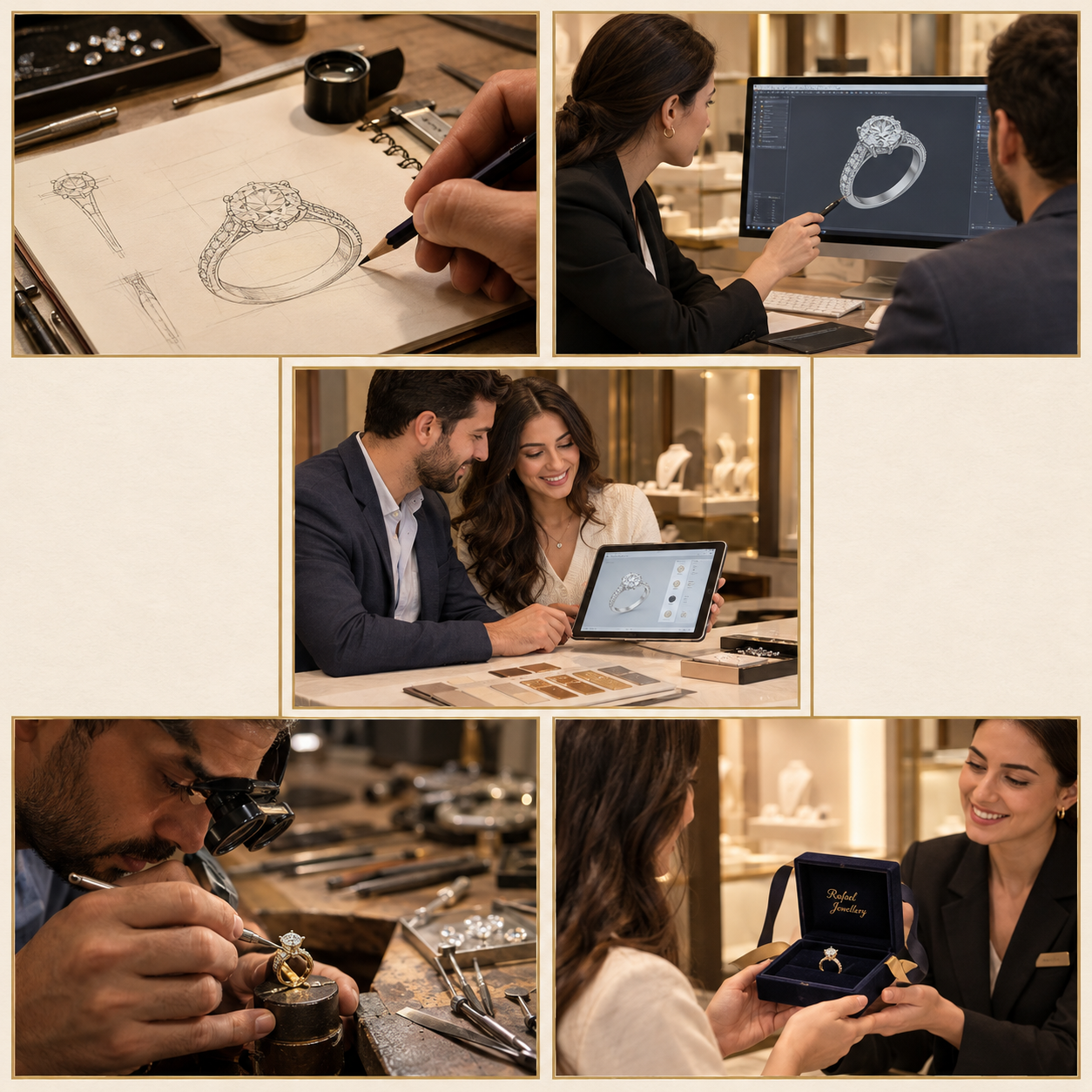 A custom engagement ring being crafted for a client in Durham Region