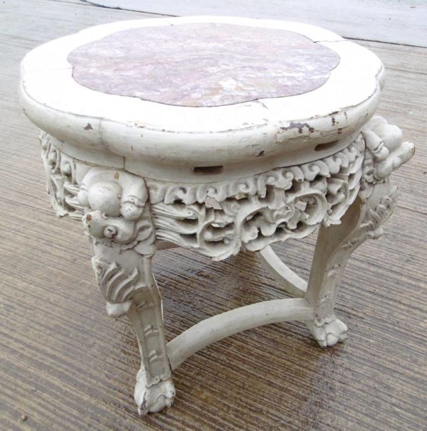 Painted Oriental Marble Topped Table