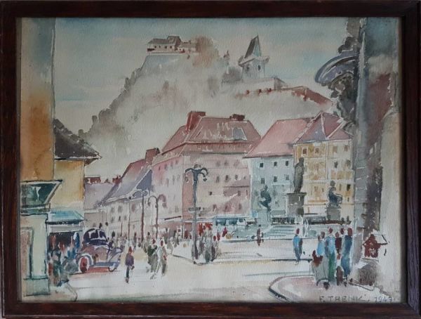 Watercolour Of Hauptplatz In Graz