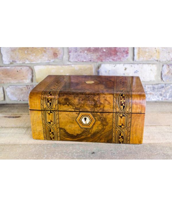 Burr Walnut Tunbridge Ware Table Box C.1870