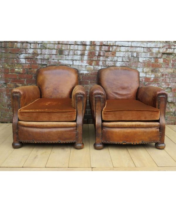 Antique Club Chairs In Leather