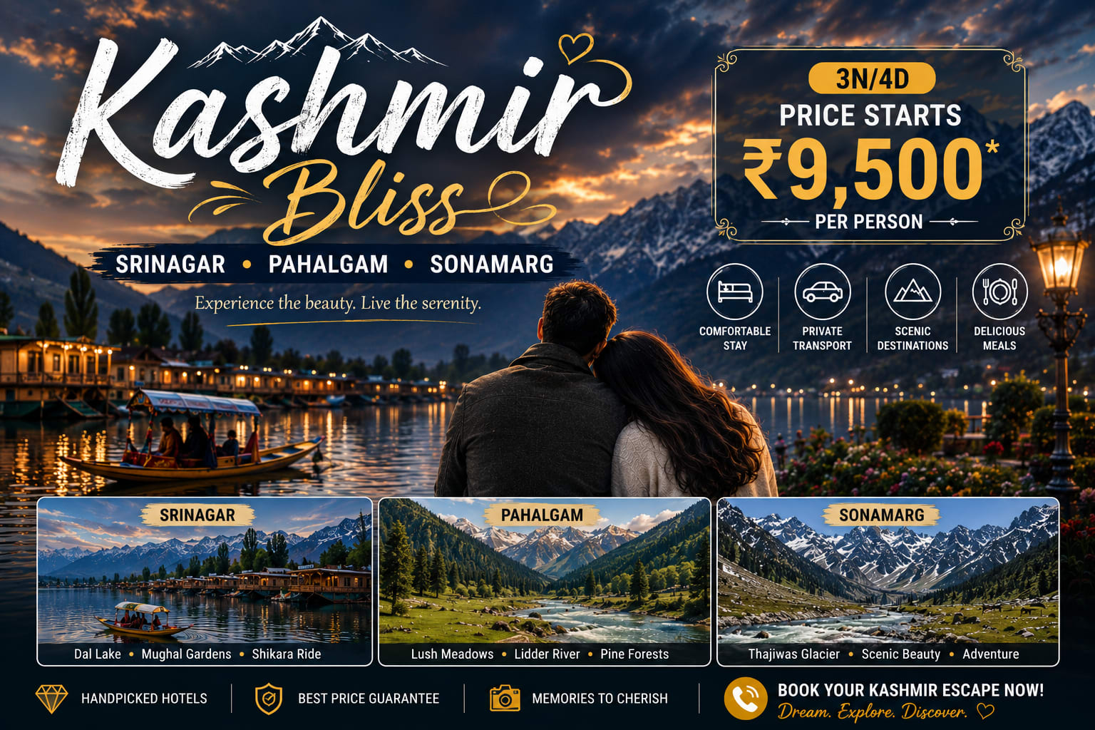 Kashmir Bliss Srinagar Pahalgam sonamarg 3N/4D