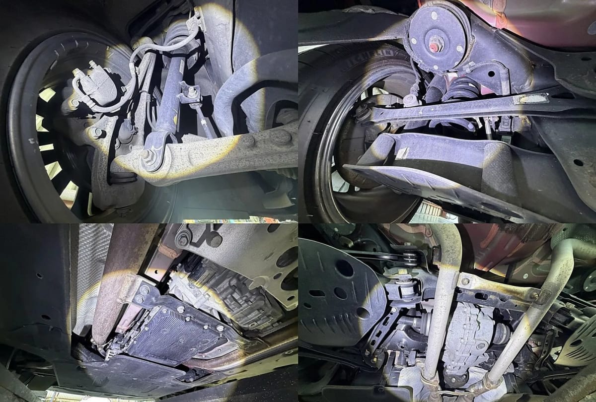 Underbody and suspension detail of 2018 Genesis G70, VIN …006717