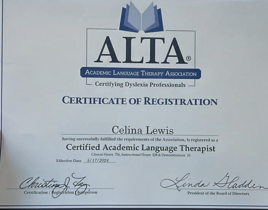 Celina Certificate