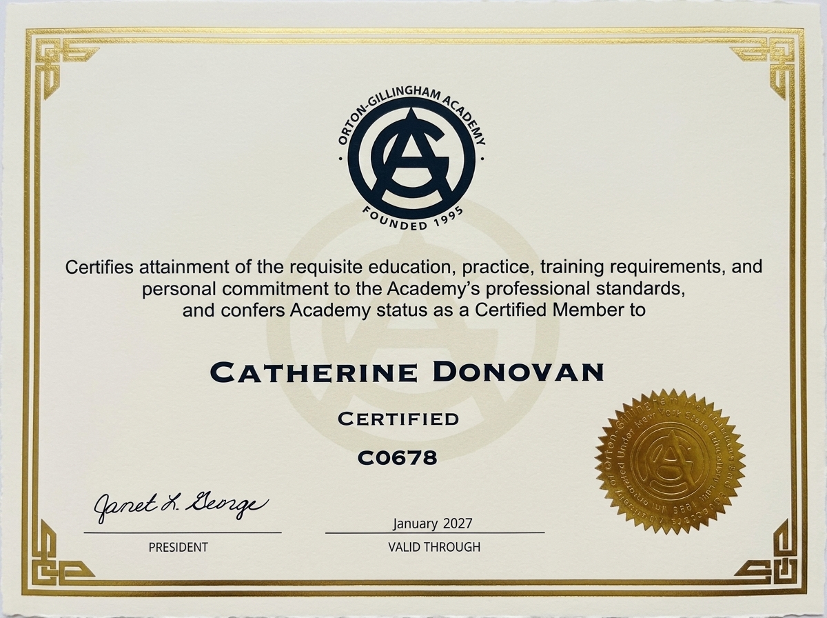 Orton-Gillingham Academy Certified Member