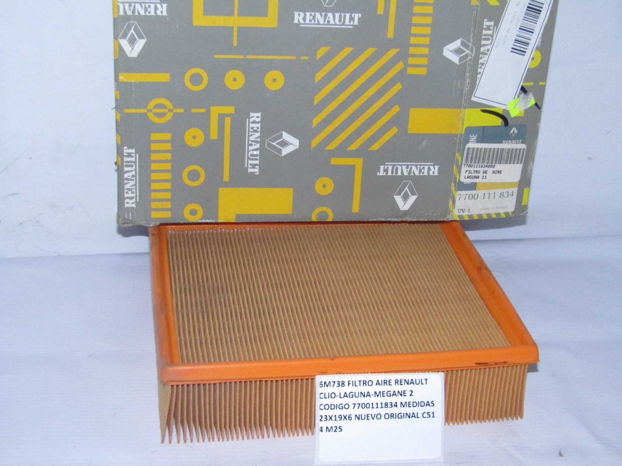Filtro Aire Renault Clio-laguna-megane 2 Medidas 23x19x6