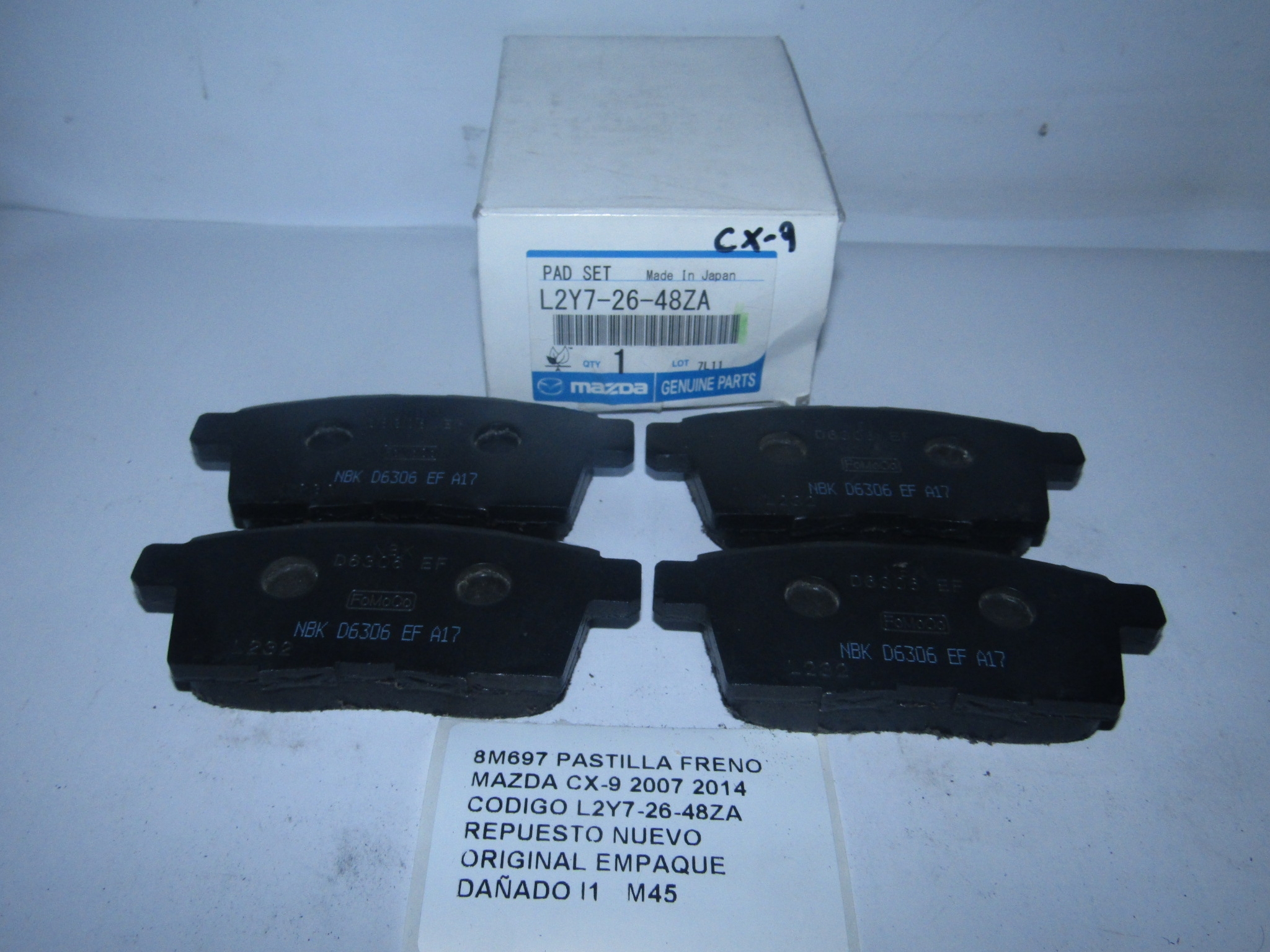 Pastilla Freno Mazda Cx-9 2007 2014 Codigo L2y7-26-48za - foto 3