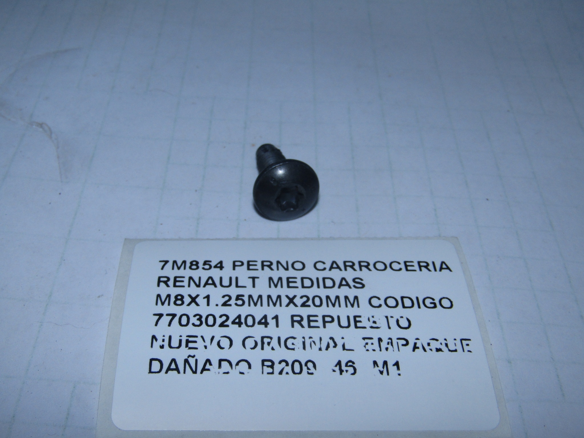 Perno Carroceria Renault Medidas M8x1.25mmx20mm
