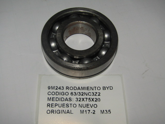 Rodamiento Byd Codigo 63/32nc3z2 Medidas: 32x75x20