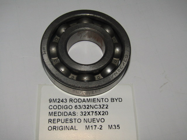Rodamiento Byd Codigo 63/32nc3z2 Medidas: 32x75x20 - foto 2