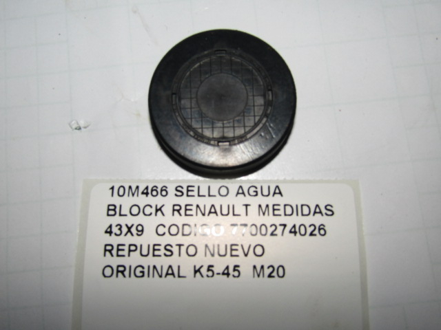 Sello Agua Block Renault Medidas 43x9 Codigo 7700274026