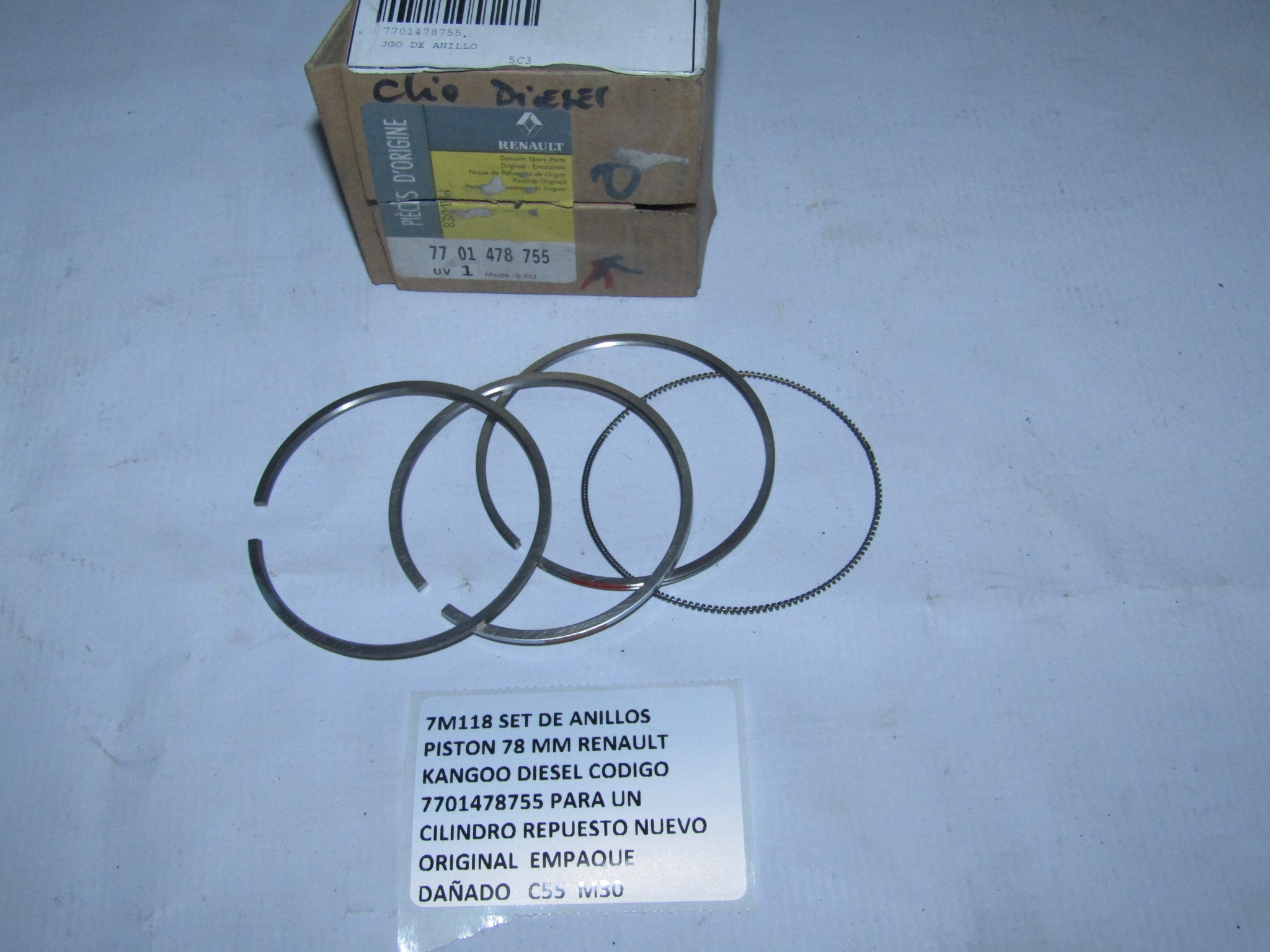 Set De Anillos Piston 78 Mm Renault Kangoo Diesel 7701478755