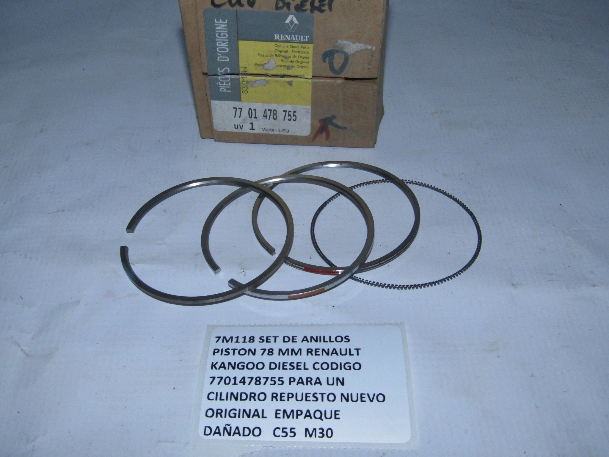 Set De Anillos Piston 78 Mm Renault Kangoo Diesel 7701478755 - foto 2