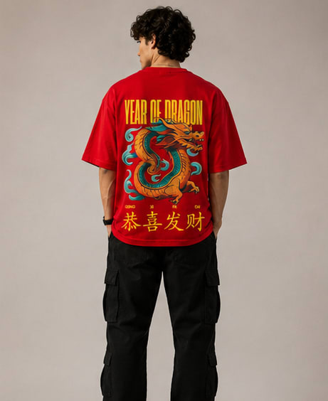 Year of Dragon Heavyweight Tee Model View