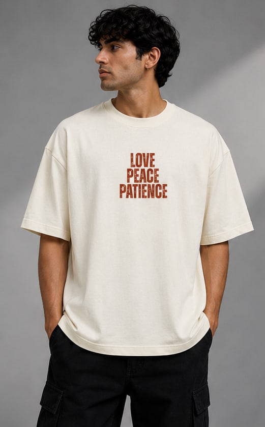 Love Peace Patience Heavyweight Tee Front View