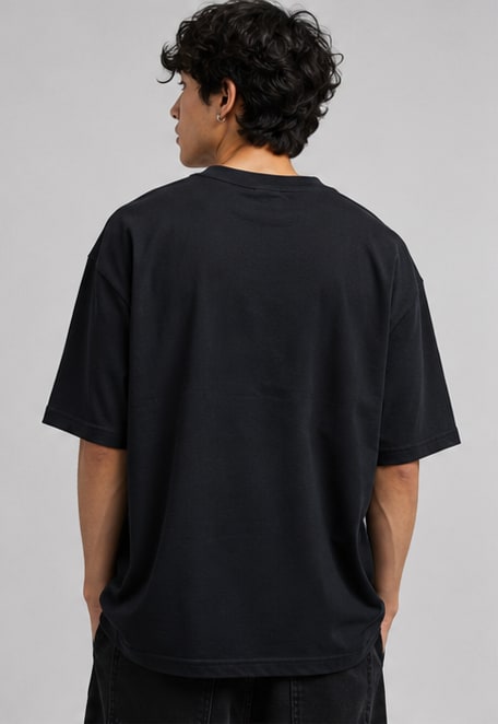 Monochrome Black Heavyweight Tee Back View