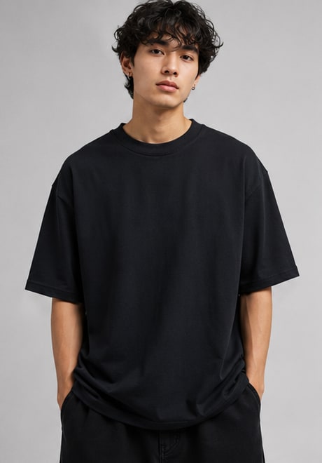 Monochrome Black Heavyweight Tee Front View