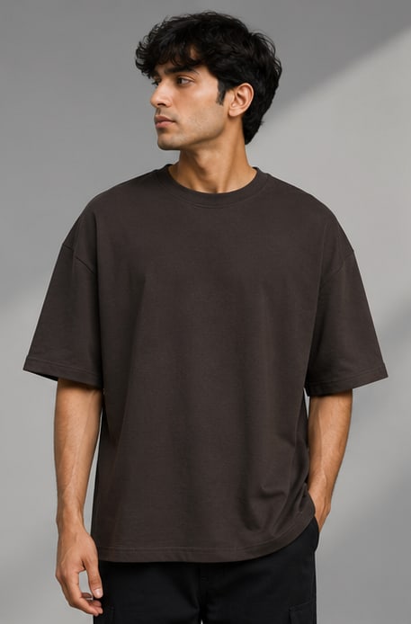 Monochrome Brown Heavyweight Tee Front View