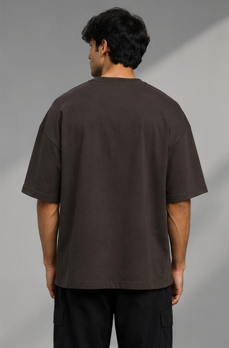 Monochrome Brown Heavyweight Tee Back View Upper