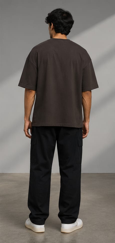 Monochrome Brown Heavyweight Tee Back View Full