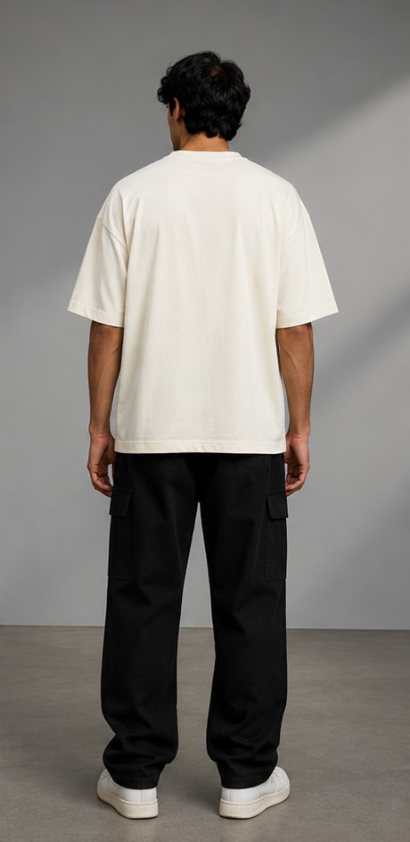 Monochrome Off-White Heavyweight Tee Back Model View