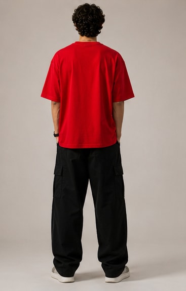 Monochrome Red Heavyweight Tee Collar Detail