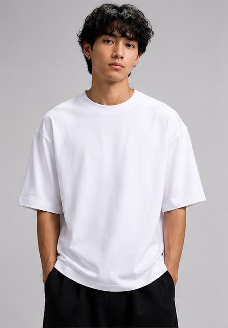 Monochrome White Heavyweight Tee Front View