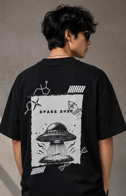 Space Ship Heavyweight Tee Back View