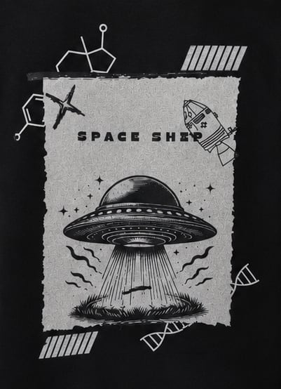 Space Ship Heavyweight Tee Back Graphic Detail