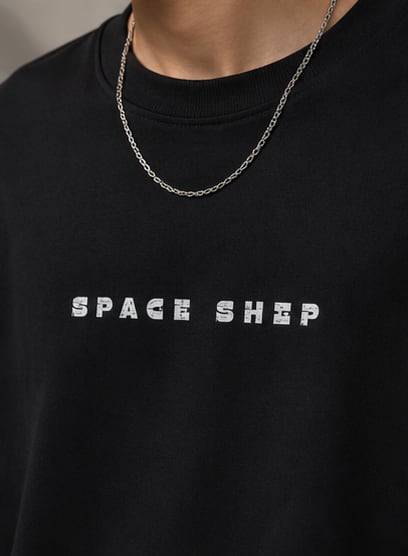Space Ship Heavyweight Tee Chest Logo