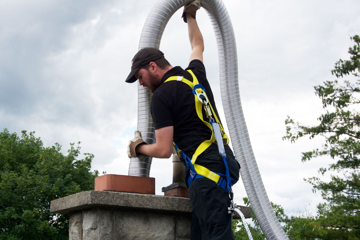 How to Install Fireplace Insert & Liner in Brick Chimney existing Clay Flue  Liner 