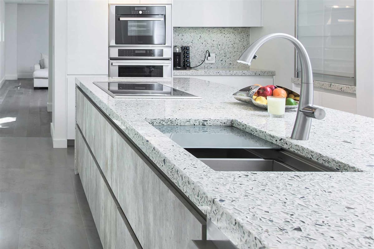 Recycled Glass Countertops Cost And Comparison 2024   Homeguide Kitchen With Vertazzo Recycled Glass Countertops 