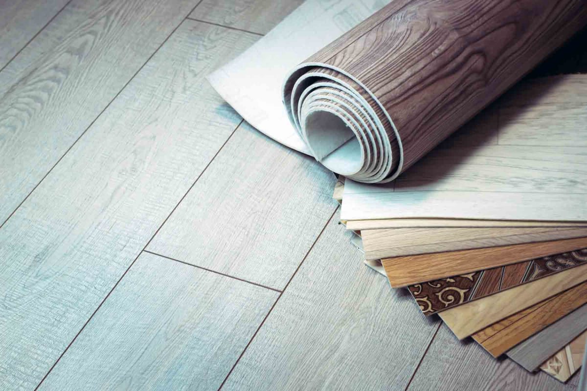 How Much Does Linoleum Flooring Cost 2023   Homeguide Linoleum Flooring Samples Rolls Planks 