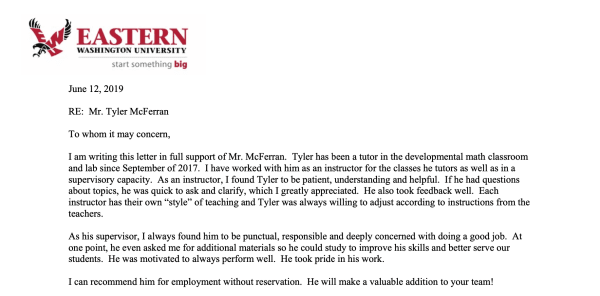 Education Letter of Recommendation