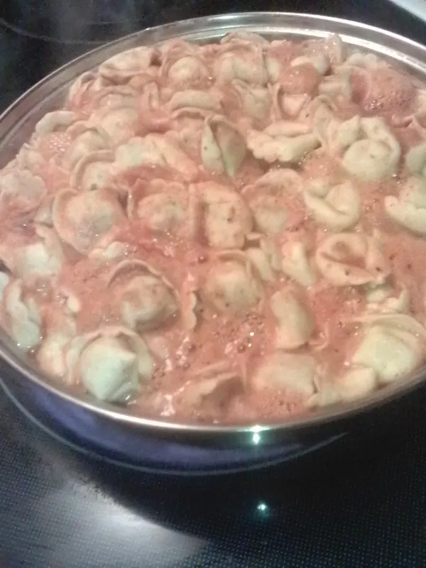 Homemade chicken tortellini