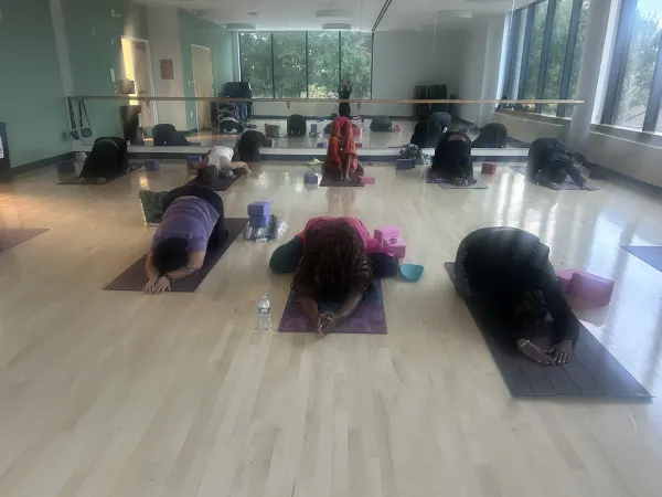 Resting in child pose (Yin yoga)